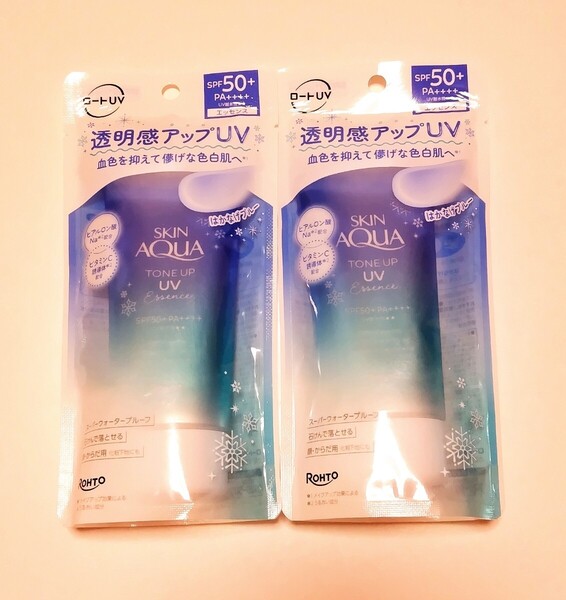 ロート スキンアクア トーンアップ UVエッセンス 日焼け止め ブルー 80g 2本セット 未開封 送料込み