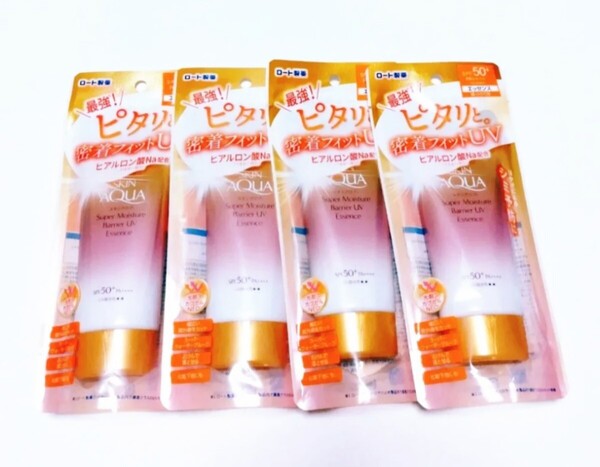 ロート スキンアクア スーパーモイスチャーバリア UVエッセンス 日焼け止め 70g 4本セット 未開封 送料込み