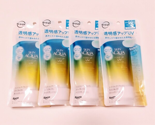 ロート スキンアクア トーンアップ UVエッセンス 日焼け止め ミントグリーン 80g 4本セット 未開封