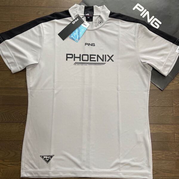 送料無料PING GOLFピンゴルフMENS BIGロゴハイネックシャツ接触冷感UVCUT抗菌防臭速乾拡散肌サラ伸縮虫除け制電性Gray(大特価LL)新品