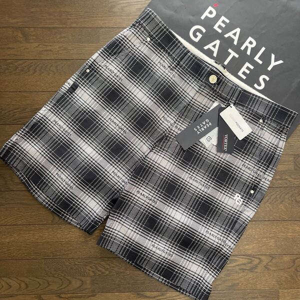 送料無料PEARLY GATESパーリーゲイツMENS PGチェック柄ハーフパンツVORTEX速乾洗濯耐久丈夫STRETCHウエスト弾力性抗菌Pocket(大特価5)新品