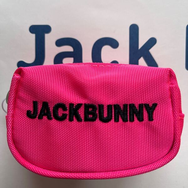 送料無料ジャックバニーbyパーリーゲイツ定番BIG JACK BUNNYボールポーチケース(2個用)JBカラビナtee挿し光沢防汚性希少Pink(大特価)新品