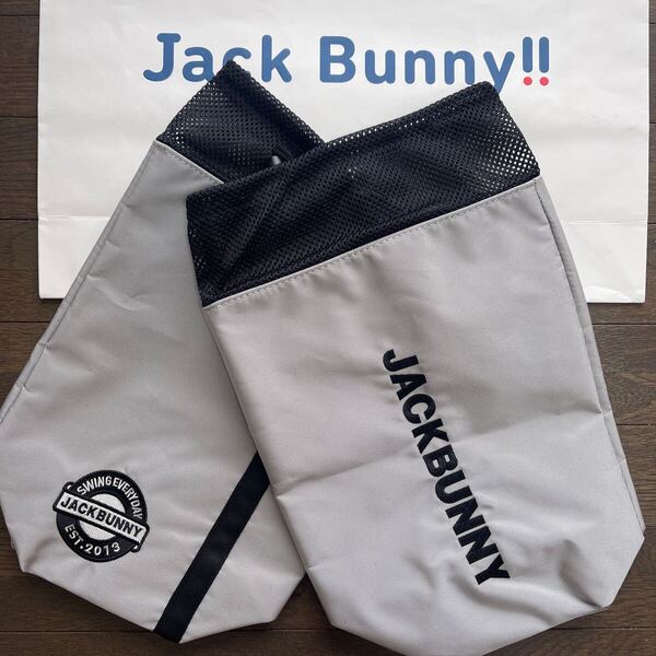 送料無料ジャックバニーbyパーリーゲイツBIG JACK BUNNY SEPARATEシューズケース光沢防汚性通気性ドロストJBカラビナ付Gray(大特価)新品