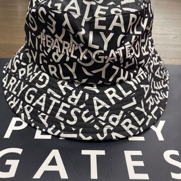 送料無料PEARLY GATESパーリーゲイツ最新PGレインハットロゴ総柄シャドウ千鳥耐水透湿性汗止めPG連ロゴ伸縮STRETCH収納袋unisex N.B新品