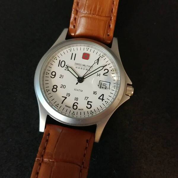 HANOWA SWISS MILITARY ハノワ スイスミリタリー 6-4013 6-5013 デイト クォーツ 革 レザー 動作未確認 現状渡し