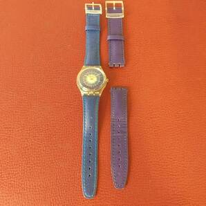 Swatch SWISS クォーツ 青文字盤 ラウンド 現在不動 現状渡し AG 1994 ベルト