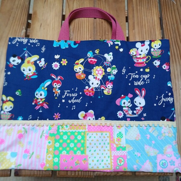 入園入学準備 ハニーチューン 手提げ レッスンバック 女の子 絵本袋 トートバッグ ピンクス 保育園 幼稚園 小学校