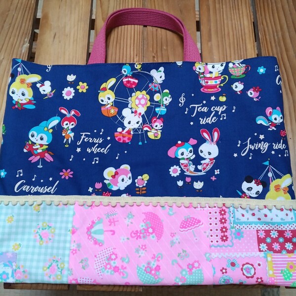 入園入学準備 ハニーチューン 手提げ レッスンバック 女の子 絵本袋 トートバッグ ピンクス 保育園 幼稚園 小学校 pinks