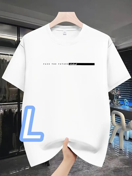 【半袖Tシャツ】新品★白・Lサイズ《Face the future》速乾性ドライT★プラスサイズ●ジム・アウトドア・部屋着