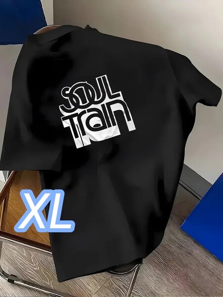 【プレミアムT】黒★XLサイズ《Soul Train》■ポリエステル素材◎プラスサイズ★着ればリズム感が3割増!