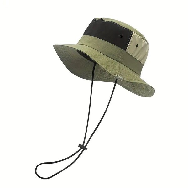 【バケットハット】切替え★カーキ《ベージュ×紺》男女兼用●折り畳み★ BUCKET HAT