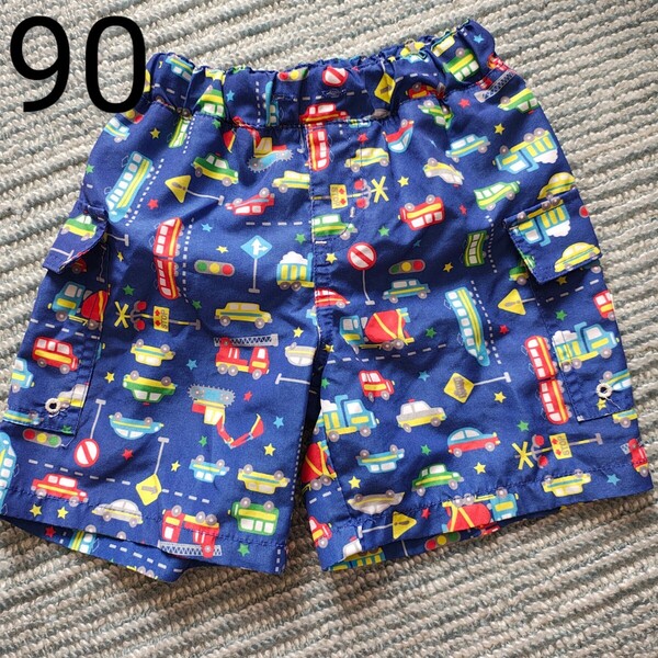 男の子水着パンツ 90 はたらくくるま 車 乗り物 標識