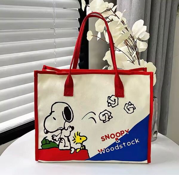 スヌーピー トートバッグ 大きめ キャンバス SNOOPY ポータブルショルダーバック