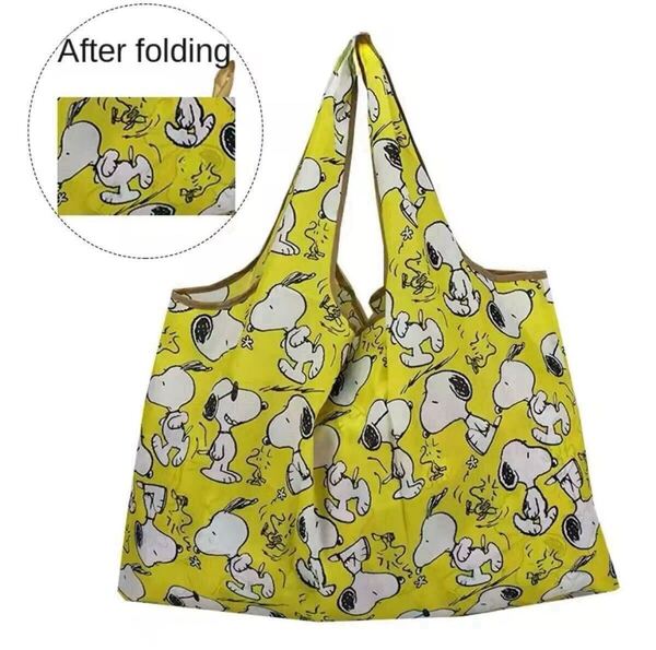 限定セール 新品 大容量 エコバッグ SNOOPY スヌーピー マイバッグ イエロー 折りたたみ コンパクト 買い物袋 大容量 丈夫