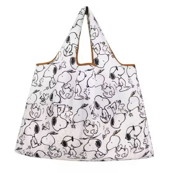 新品 大容量 エコバッグ SNOOPY スヌーピー マイバッグ ホワイト 白 折りたたみ 手提げ袋 レジ袋
