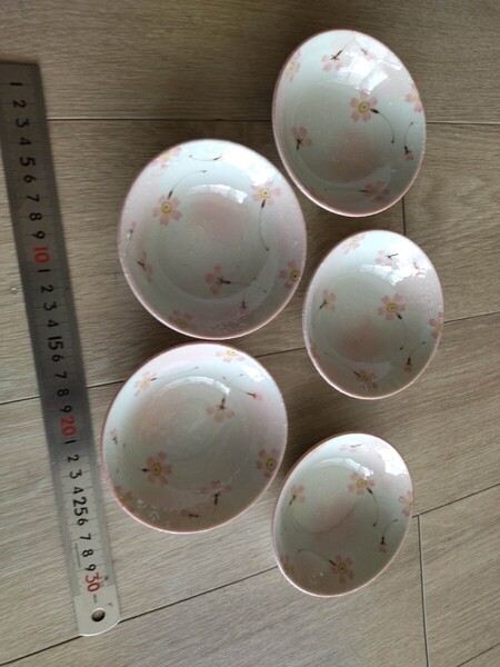 小皿 豆皿 小鉢 食器 5枚 桜模様 mino 美濃焼 花びら花模様 和食器 約11cm