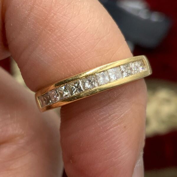 K18 ハーフエタニティ プリンセスカット 2.5g 0.53ct 約13号