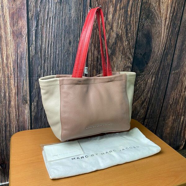 MARC BY MARC JACOBS マークジェイコブス トートバッグ レザー アイボリー ピンク ハンドバッグ