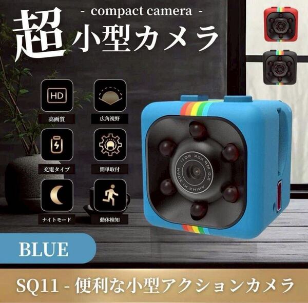 超小型カメラ 1個 HD 1080P 140° 赤外線 録画 動体検知 ブルー