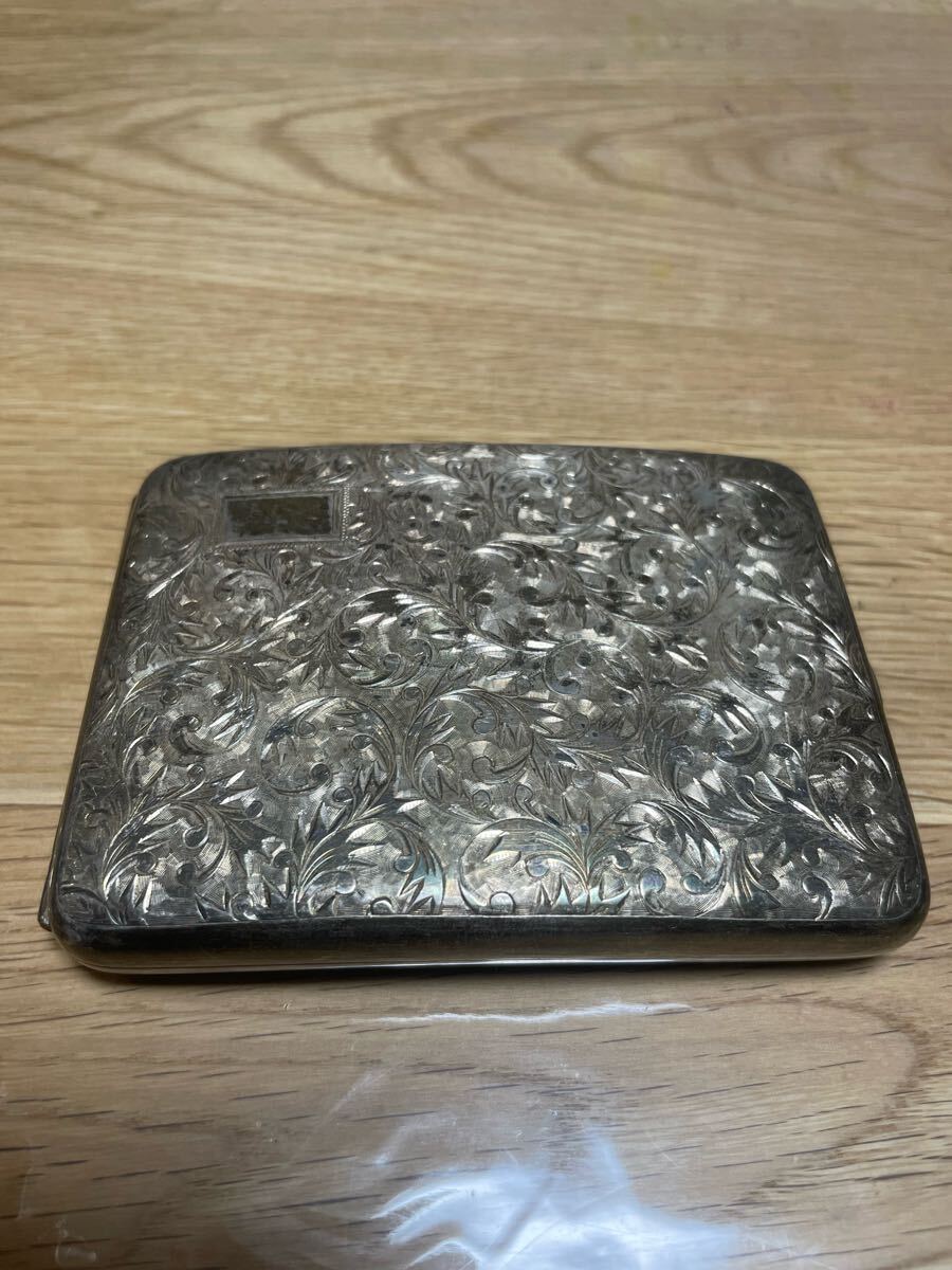 シルバー製 シガレットケース 彫金 SILVER 約185グラム 銀製