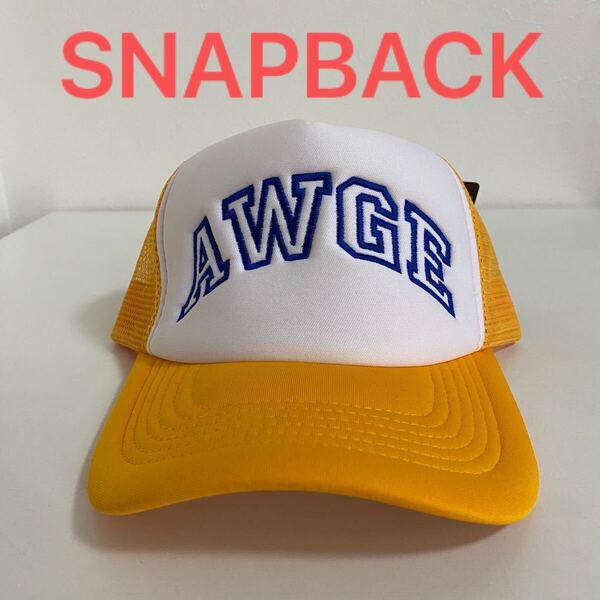 新品 AWGE Trucker Hat Strapback Cap Yellow アウグ トラッカー スナップバック メッシュ キャップ レッド ASAP Rocky エイサップロッキー