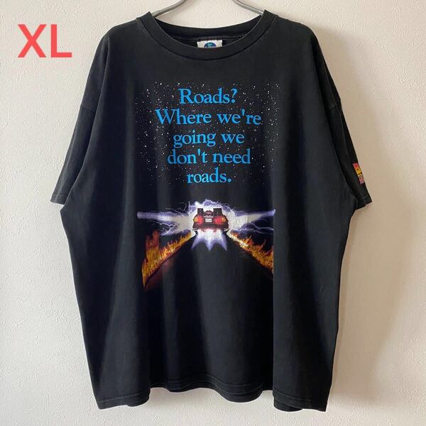 古着 Vintage 90s Back To The Future Roads Movie Tee XL Black バックトゥザフューチャー Tシャツ ムービーT band rap ラップT バンドT