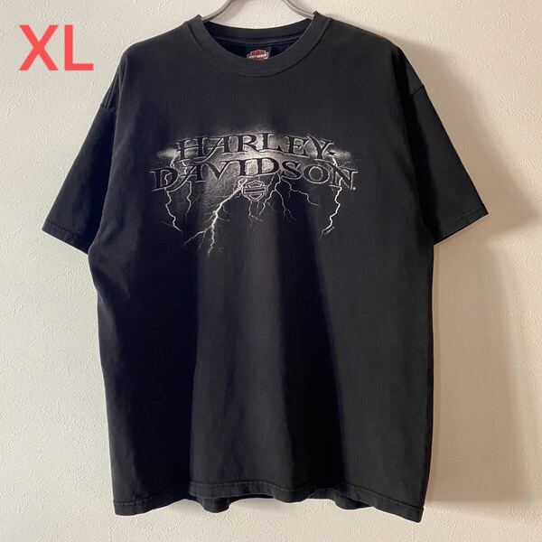 古着 00s Harley Davidson Lightning Logo Tee XL ハーレー ダビッドソン ライトニング Tシャツ サンダー Rock Band Rap バンドT ラップT