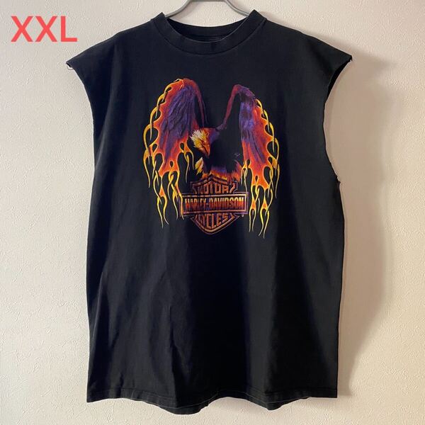古着 トラビススコット 着用 90s Harley Davidson Eagle Flame Tee XXL ハーレー ダビッドソン Tシャツ Band Rock Rap バンドT ロックT