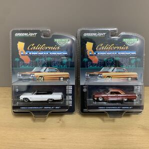グリーンライト インパラ 1963 1964 GREENLIGHT CHEVROLET IMPALA カリフォルニア California 2台セット ローライダー コンバ シボレー