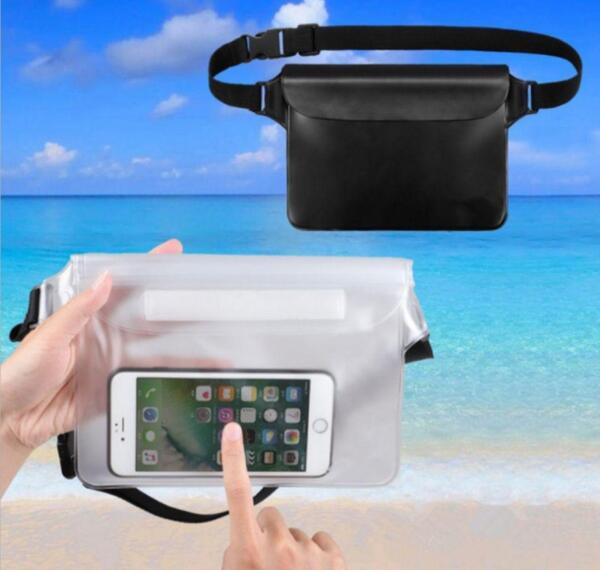 防水ポーチ ウエストポーチ 透明 黒 タッチパネル 貴重品入れ 防水 お風呂 スマホ防水ケース アウトドア ブラック