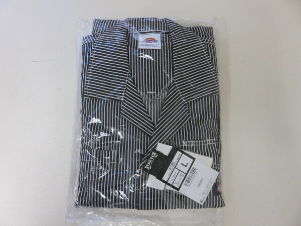 未使用品 ディッキーズ ライトストレッチ ヒッコリー 半袖 ツナギ D-7102 Lサイズ Dickies 作業着 作業服