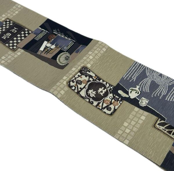 【新品未使用】WAKKA はしご酒 鳥獣戯画 個性的 正絹 長尺 リバーシブル