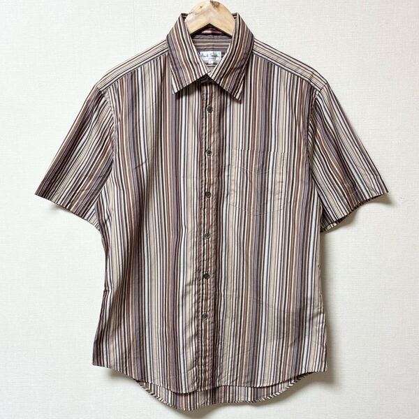 極美品 Paul Smith LONDON ポールスミス ロンドン 半袖シャツ マルチストライプ マルチカラー 日本製