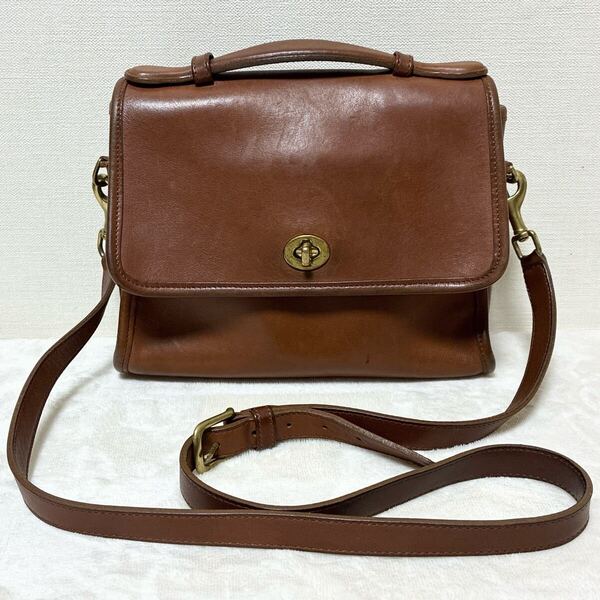 OLD COACH オールドコーチ 2wayショルダーバッグ ハンドバッグ ブラウン 茶 グラブタンレザー 本革 ターンロック ヴィンテージ 9870
