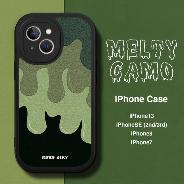 メルティ カモ iPhone16 iPhone15 iPhone14 iPhone13 iPhone15Pro iPhoneSEケース 6サイズ展開 ブラック 迷彩 カモフラージュ