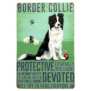 ボーダーコリー ブリキ看板 20cm×30cm 犬 いぬ イヌ ペットブリーダー ペットグッズ インテリア 犬種 サインボード