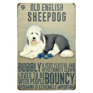 オールド・イングリッシュ・シープドッグ ブリキ看板 A4 犬 いぬ イヌ ペットブリーダー ペットグッズ インテリア 犬種 サインボード