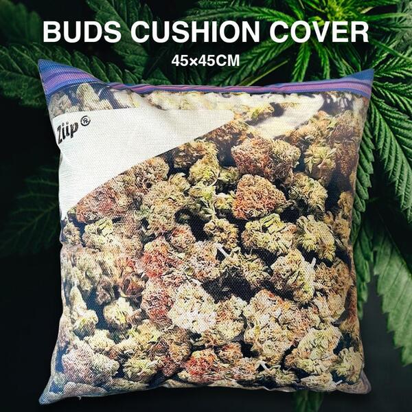カンナビス柄 クッションカバー 45×45cm コットンリネン 麻 大麻 カンナビス マリファナ 乾燥大麻 舐達磨 インテリア 雑貨