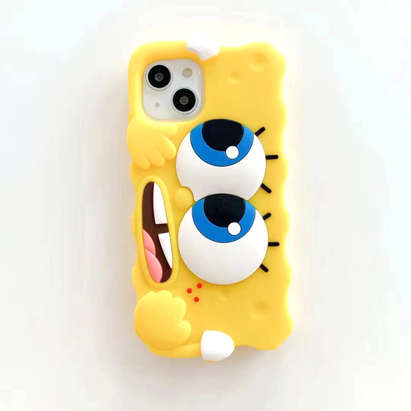 スポンジボブ 立体 iPhone15 iPhone14 iPhone13 iPhone13Pro iPhoneSE ケース 5サイズ展開 Sponge Bob シリコン
