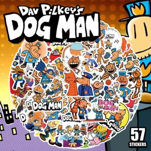 DOG MAN ステッカー 57枚セット PVC 防水 シール ドッグマン デイブ・ピルキー アメリカ 漫画 コミック 絵本 英語教材 子供 幼児 児童書