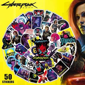 サイバーパンク2077 ステッカー 50枚セット PVC 防水 シール 大量 Cyberpunk 2077 キアヌリーブス オープンワールドRPG アクション ゲーム