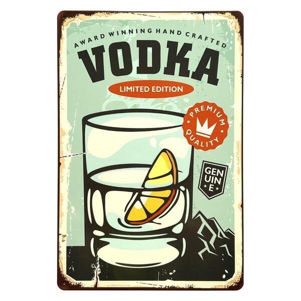 ウォッカ ブリキ看板 A4 お酒 オンザロック グラス アメリカン雑貨 サインプレート バー インテリア 雑貨