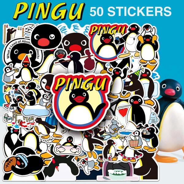 ピングー ステッカー 50枚セット PVC 防水 シール 大量 Pingu コウテイペンギン 海外 クレイ アニメ スイス キャラクター