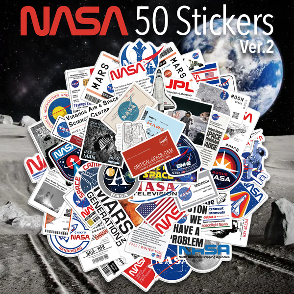 NASA グラフィック ステッカー 50枚セット Ver.2 PVC 防水 シール ナサ 宇宙飛行士 アメリカ航空宇宙局 宇宙人 UFO