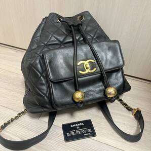 ■□ シャネル CHANEL リュック バックパック ラムレザー マトラッセ ヴィンテージ ブラック ゴールド 確実正規品