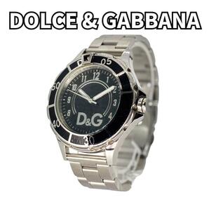 【大人の存在感】DOLCE & GABBANA D&G ANCHOR DW0662 メンズ腕時計 ステンレス ブラック シルバー