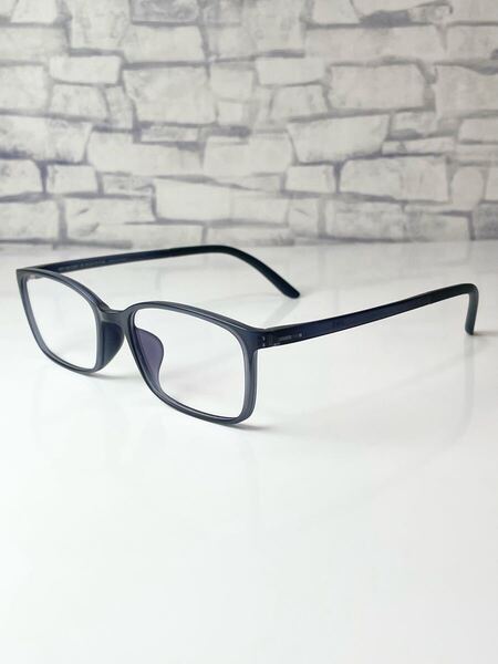 極美品 JINS LightWeight -Slim- MRF-18A-036 ジンズ ウェリントン型 ネイビー サングラス 伊達眼鏡 眼鏡 良品