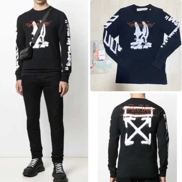 OFF-WHITE オフホワイト ヴァージル GoldenRatio 長袖 アロープリント ロングT Tシャツ クルーネック Harry the Bunny ロングスリーブ xs