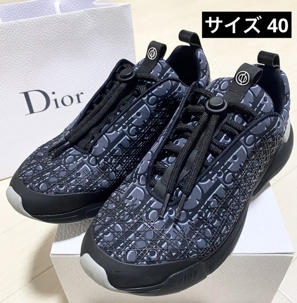 【美品】定価約15万 DIOR ディオール B24 オブリーク テクニカルファブリック スニーカー 靴 シューズ トロッター 40 ロゴ CDロゴ