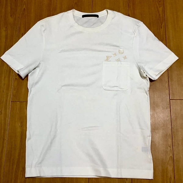 極美品 LOUISVUITTON ルイヴィトン ヴィトン モノグラム LV ロゴ 白 ホワイトXS Tシャツ 半袖 カットソー クルーネック メンズ レディース